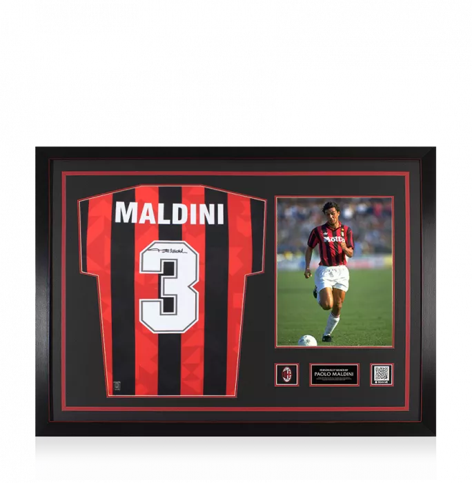 icons Paolo Maldini Official AC Milan Back Signed 1994 Home Shirt