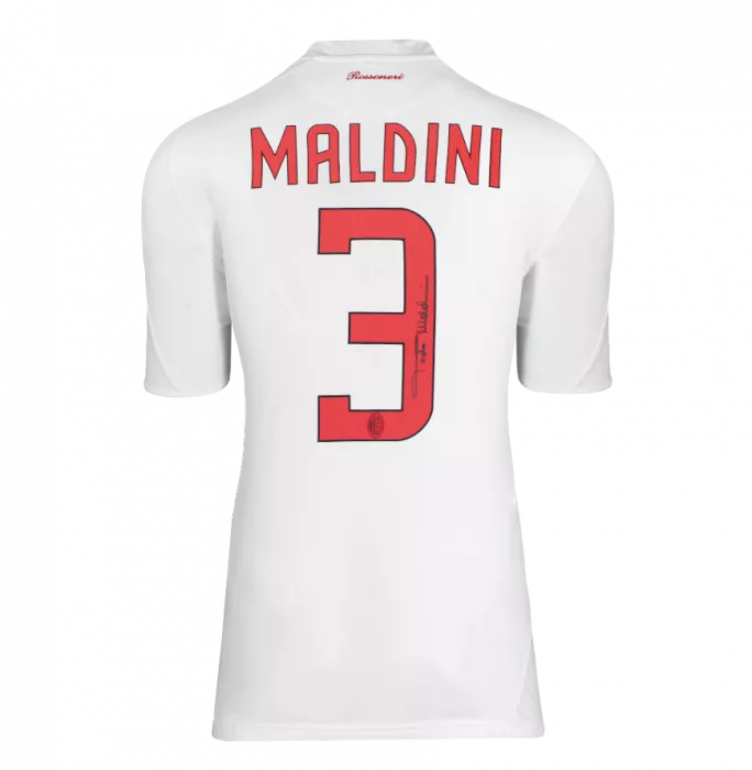 Icons Paolo Maldini Official AC Milan Back Signed And Framed 2008-09 Away Shirt