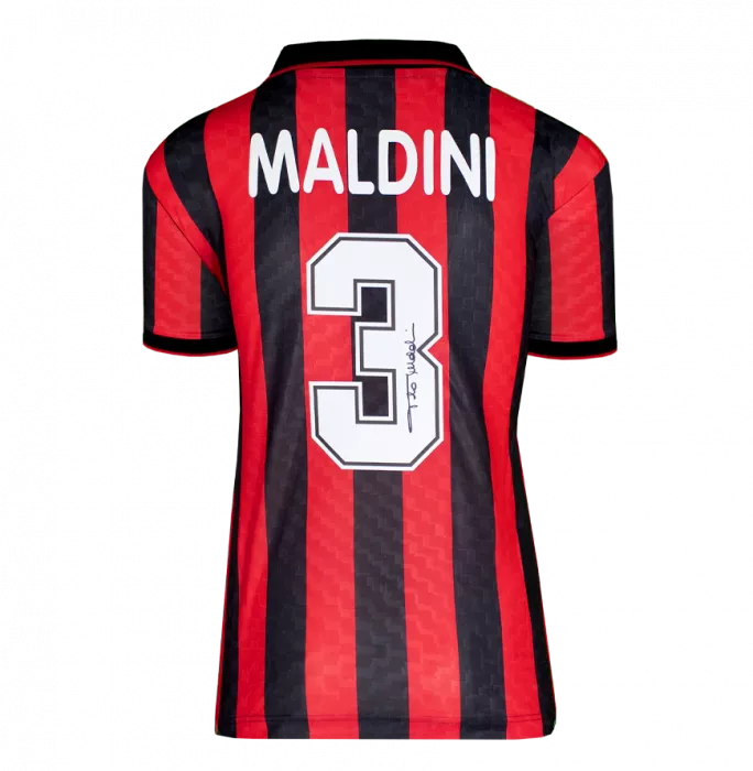 Icons Paolo Maldini Official AC Milan Back Signed And Framed 1996 Home Shirt