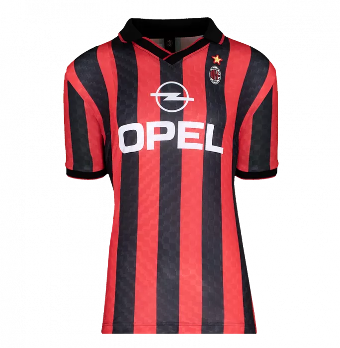 Icons Paolo Maldini Official AC Milan Back Signed And Framed 1996 Home Shirt