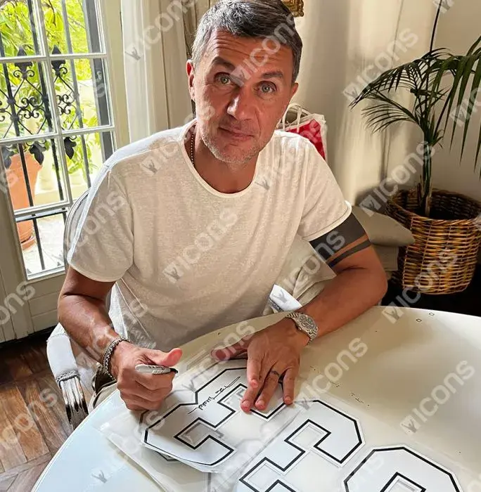 Icons Paolo Maldini Official AC Milan Back Signed And Framed 1996 Home Shirt