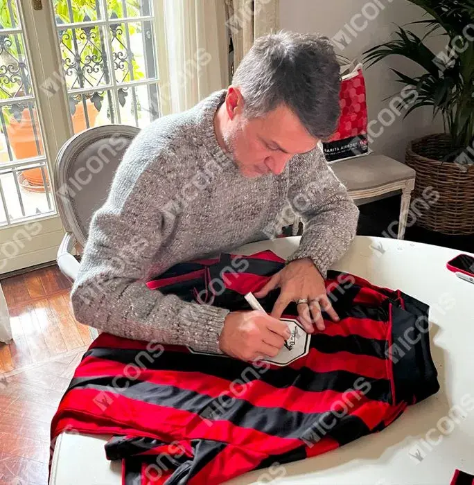 Icons Paolo Maldini Official AC Milan Back Signed And Framed 1994 Home Shirt