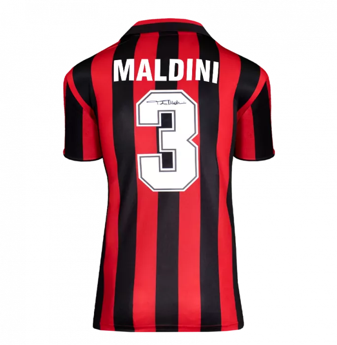 Icons Paolo Maldini Official AC Milan Back Signed And Framed 1988 Home Shirt