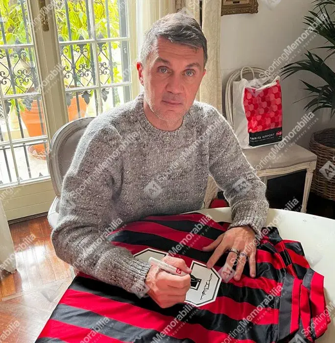 Icons Paolo Maldini Official AC Milan Back Signed And Framed 1988 Home Shirt