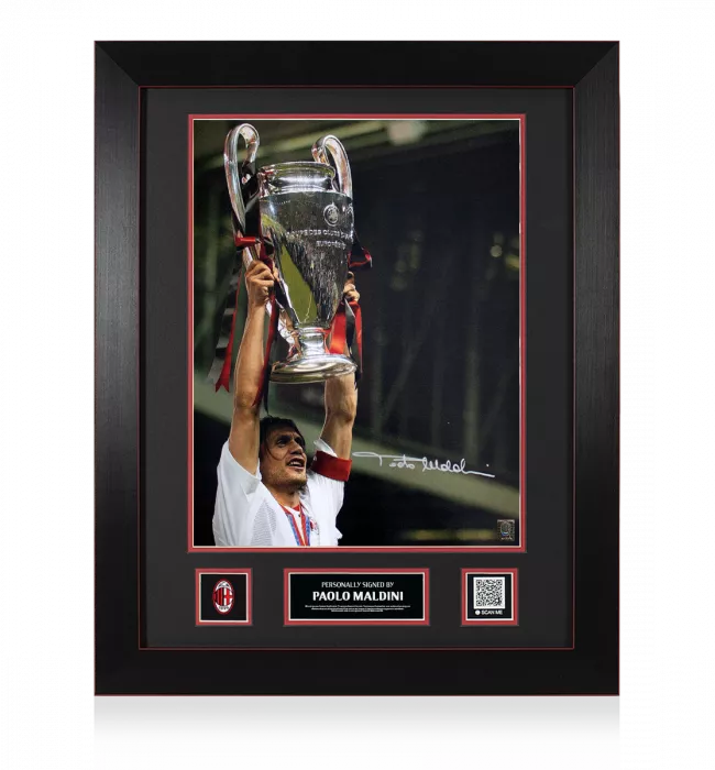 icons Paolo Maldini Official AC Milan Signed and Framed Photo: 2003 UEFA Champions League Winner