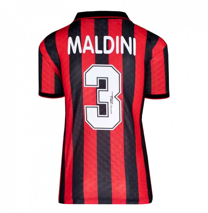 Icons Paolo Maldini Official UEFA Champions League Back Signed And Hero Framed AC Milan 1996 Home Shirt