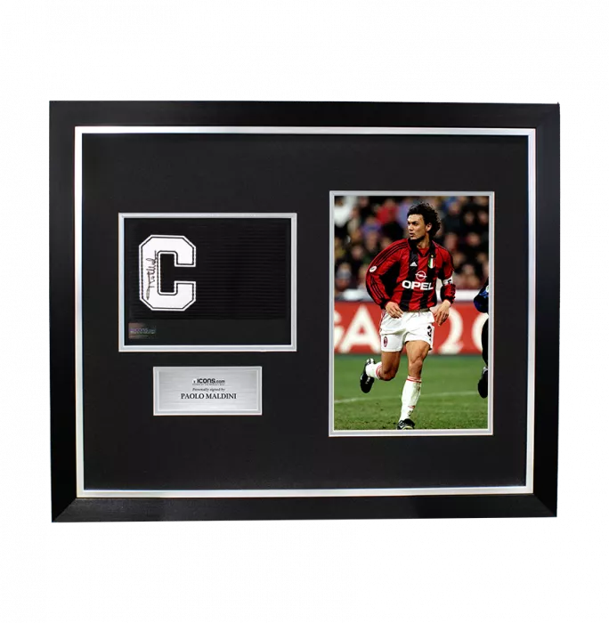 Icons Paolo Maldini Signed And Framed Captain's Armband