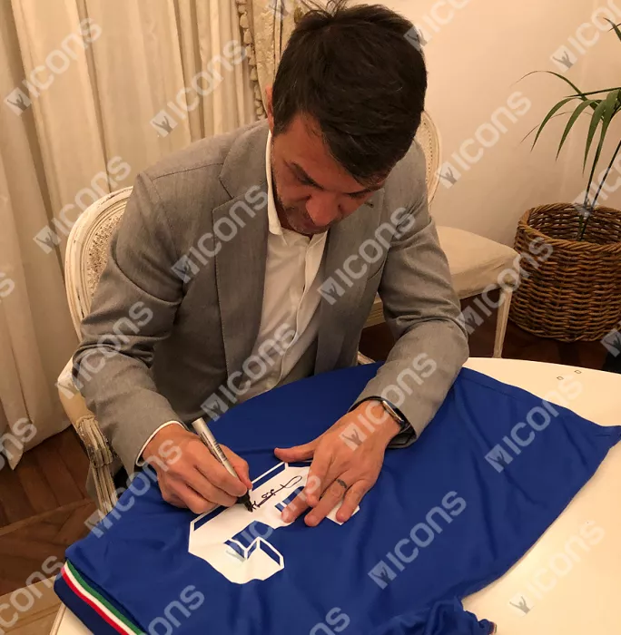 Icons Paolo Maldini Signed And Framed Italy 1990 Home Shirt In Classic Frame