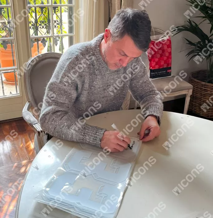 Icons Paolo Maldini Signed Italy 1990 Home Shirt With Fan Style Number In Deluxe Packaging