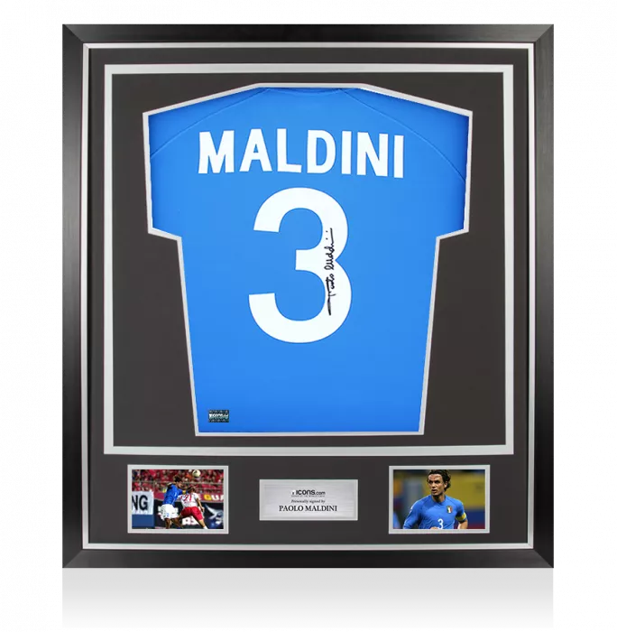 icons Paolo Maldini Signed Italy 2002 Home Shirt In Classic Frame