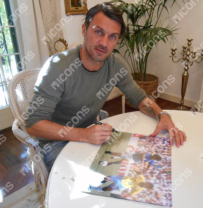 Icons Paolo Maldini Signed Italy Photo: 1994 FIFA World Cup Final