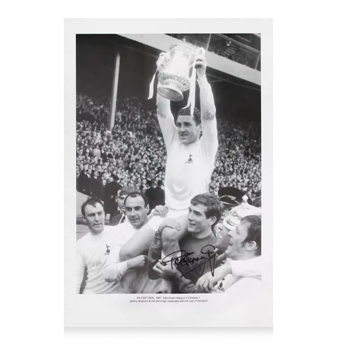 icons Pat Jennings Hand Signed Tottenham Hotspur Photo - FA Cup Final 1967