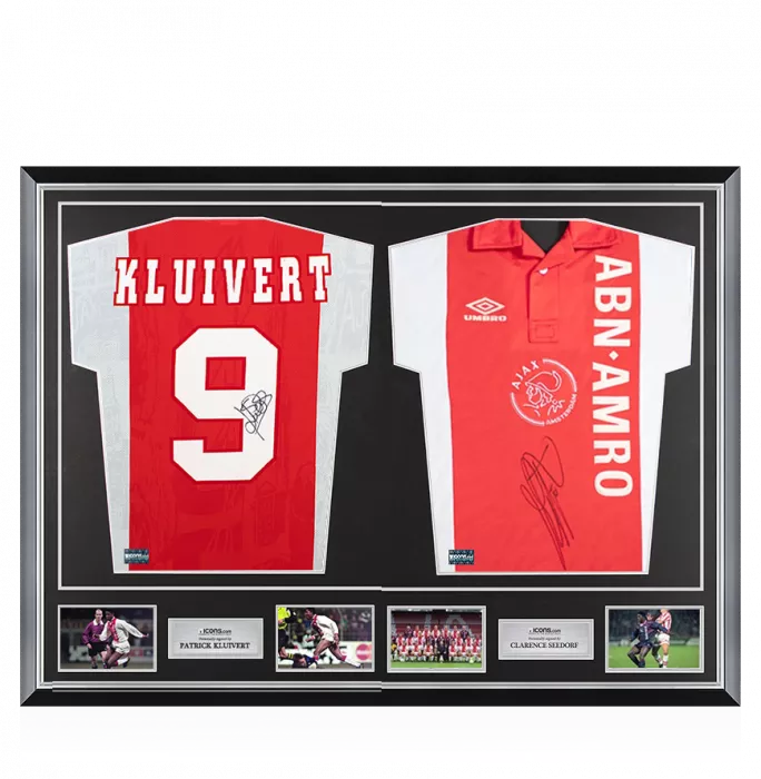 icons Patrick Kluivert & Clarence Seedorf Signed AFC Ajax Shirts In Classic Dual Frame