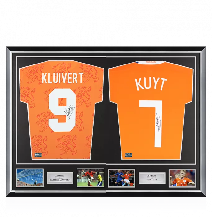 icons Patrick Kluivert & Dirk Kuyt Signed Netherlands Shirts In Classic Dual Frame