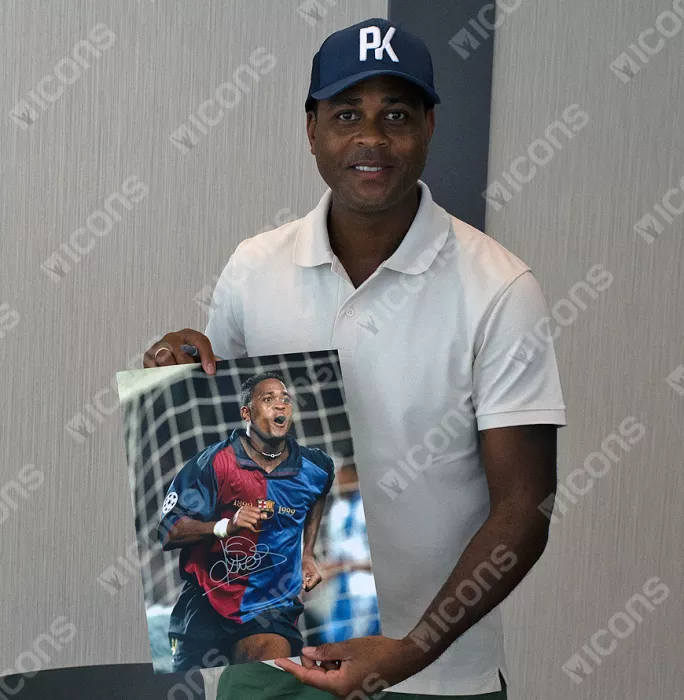 Icons Patrick Kluivert Official FC Barcelona Signed And Framed Photo: UEFA Champions League Goal