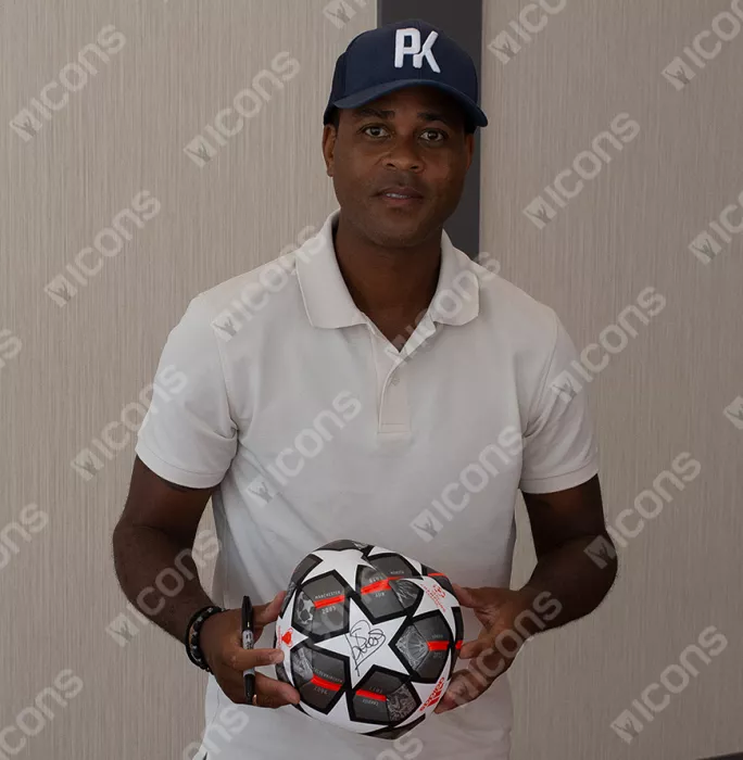 Icons Patrick Kluivert Official UEFA Champions League Signed Football In Acrylic Case