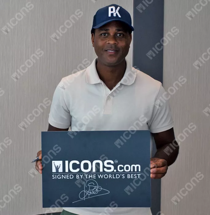 Icons Patrick Kluivert Official UEFA Champions League Signed Football In Acrylic Case