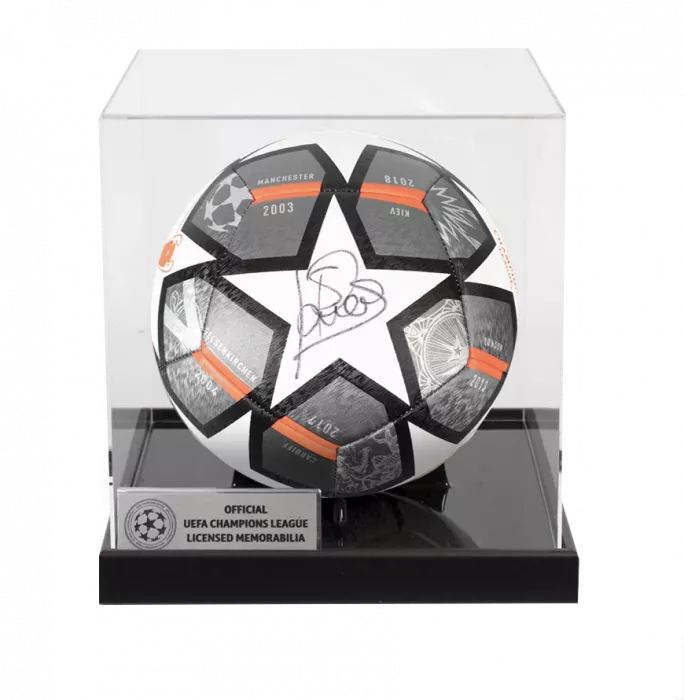 icons Patrick Kluivert Official UEFA Champions League Signed Football In Acrylic Case