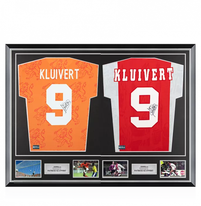 icons Patrick Kluivert Signed Netherlands & Ajax Shirts In Classic Dual Frame