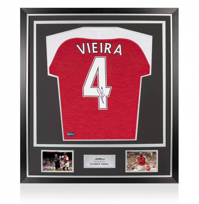icons Patrick Vieira Back Signed Arsenal Home Shirt In Classic Frame