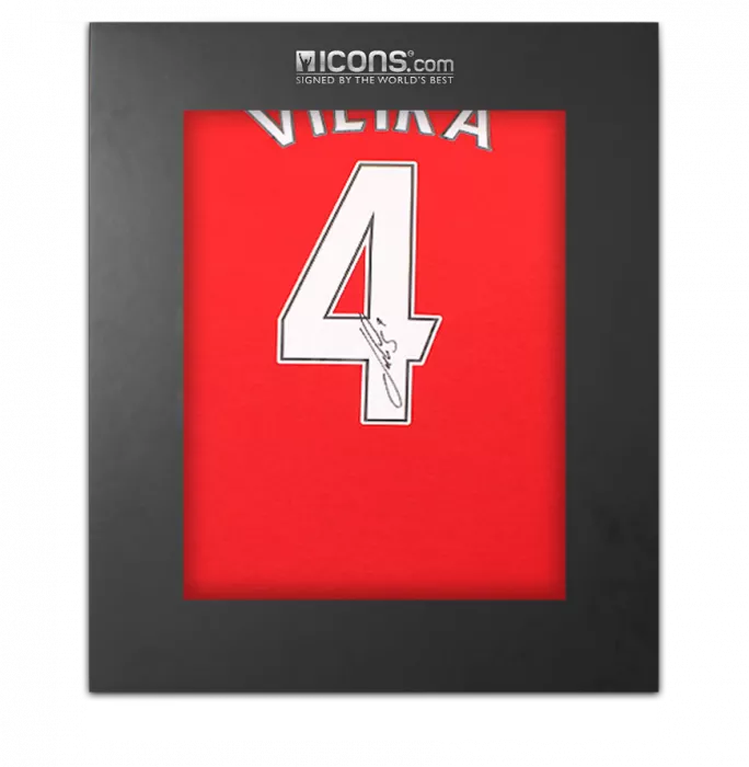 icons Patrick Vieira Back Signed Arsenal Retro Home Shirt In Deluxe Packaging