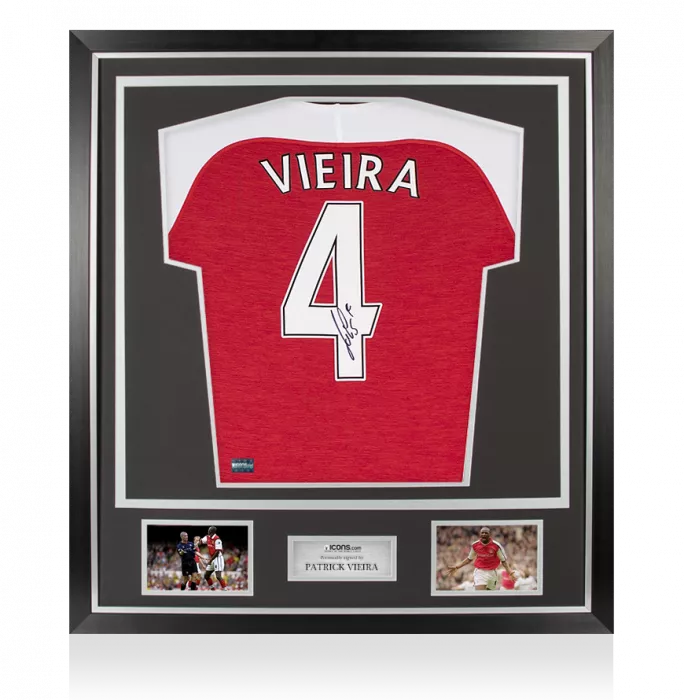 icons Patrick Vieira Back Signed Modern Arsenal Home Shirt In Classic Frame