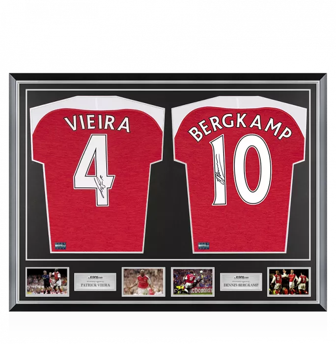Icons Patrick Vieira & Dennis Bergkamp Signed Arsenal Shirts In Classic Dual Frame