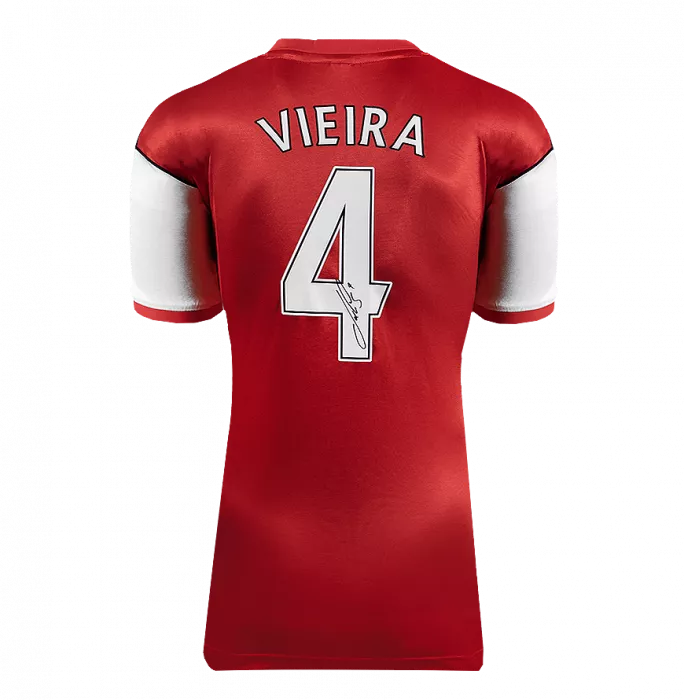 Icons Patrick Vieira Official UEFA Champions League Back Signed And Hero Framed Arsenal Retro Home Shirt