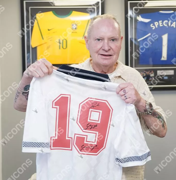 Icons Paul Gascoigne Back Signed England 1990 Home Shirt In Classic Frame