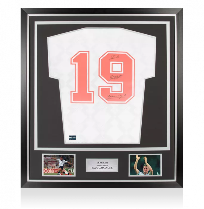 icons Paul Gascoigne Back Signed England 1990 Home Shirt In Classic Frame
