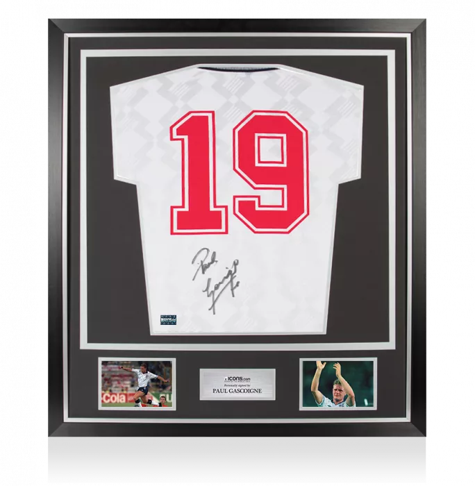 icons Paul Gascoigne Back Signed England 1990 Home Shirt In Classic Frame