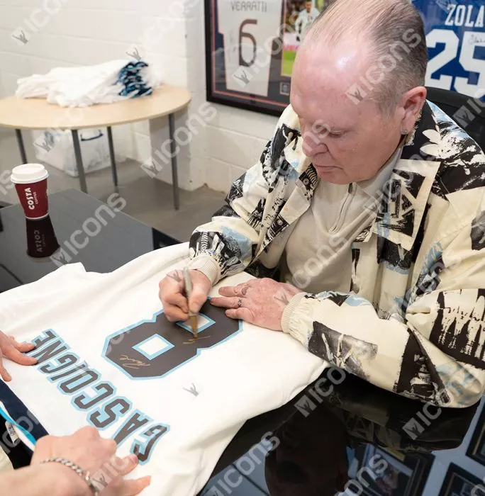 Icons Paul Gascoigne Back Signed England 1996 Home Shirt In Deluxe Packaging