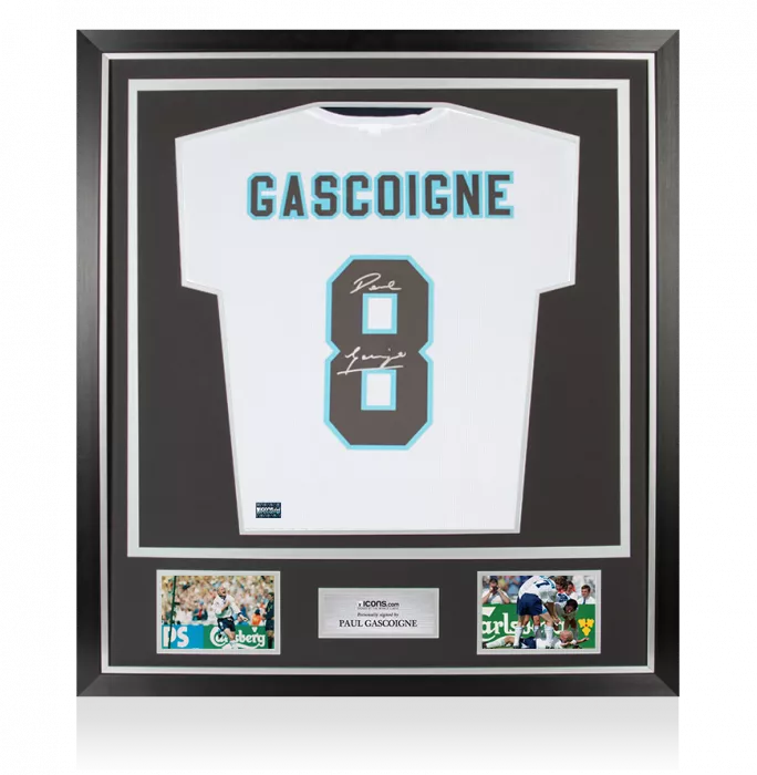 icons Paul Gascoigne Back Signed England 1996 Home Shirt In Classic Frame