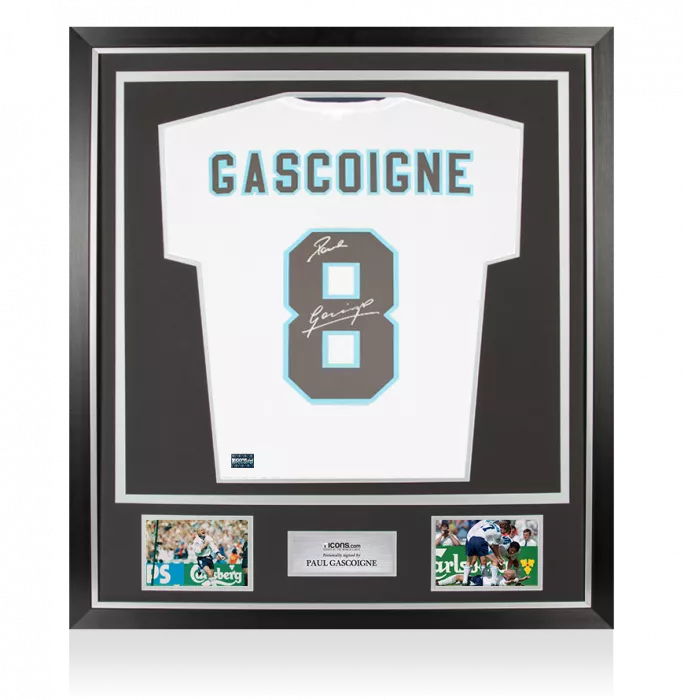 icons Paul Gascoigne Back Signed England 1996 Home Shirt In Classic Frame