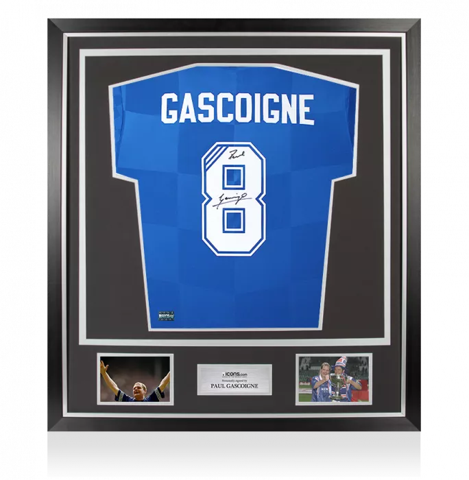 icons Paul Gascoigne Back Signed Rangers 2016-17 Home Shirt In Classic Frame