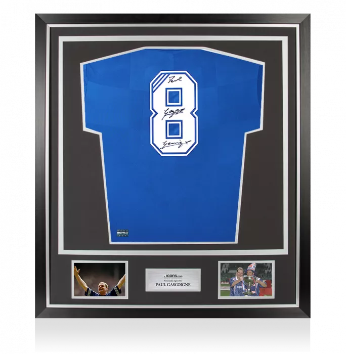 icons Paul Gascoigne Back Signed Rangers 2016-18 Home Shirt In Classic Frame
