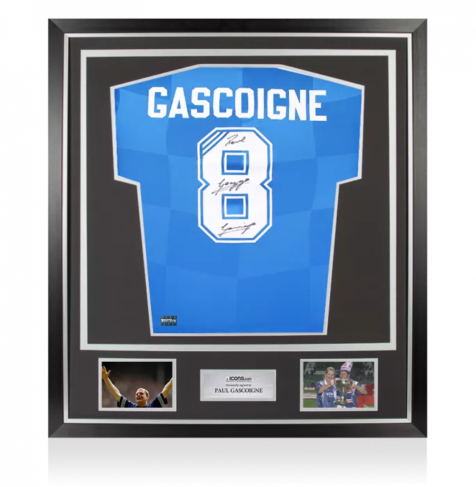 icons Paul Gascoigne Back Signed Rangers 2016-18 Home Shirt In Classic Frame
