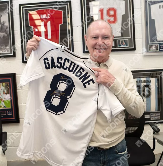 Icons Paul Gascoigne Back Signed Tottenham Hotspur 1991 Home Shirt In Deluxe Packaging