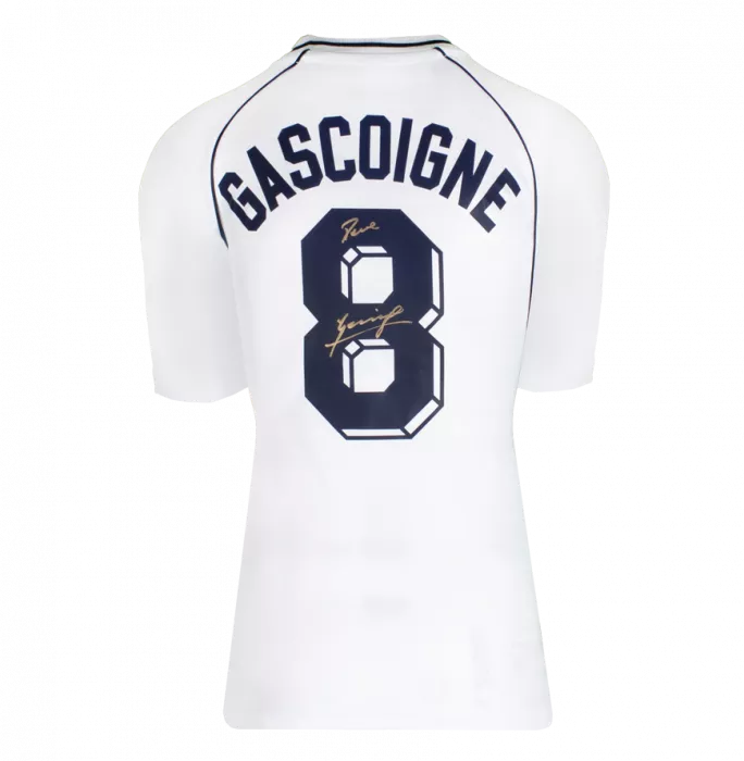 Icons Paul Gascoigne Back Signed Tottenham Hotspur 1991 Home Shirt In Hero Frame: Option 1