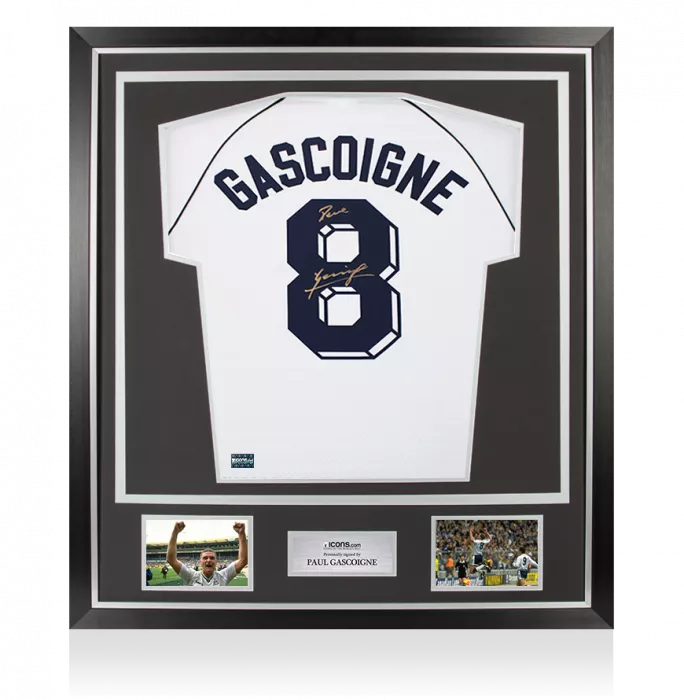 icons Paul Gascoigne Back Signed Tottenham Hotspur 1991 Home Shirt In Classic Frame