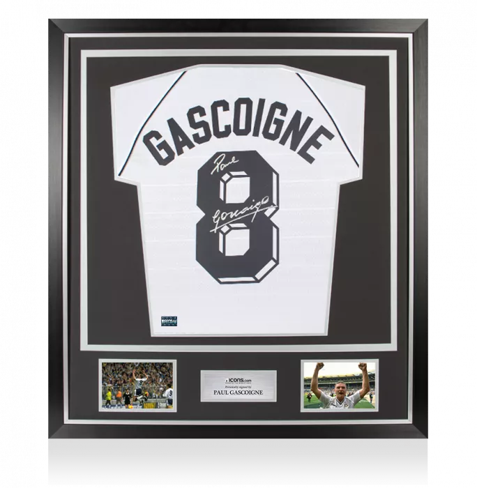 icons Paul Gascoigne Back Signed Tottenham Hotspur 1991 Home Shirt In Classic Frame