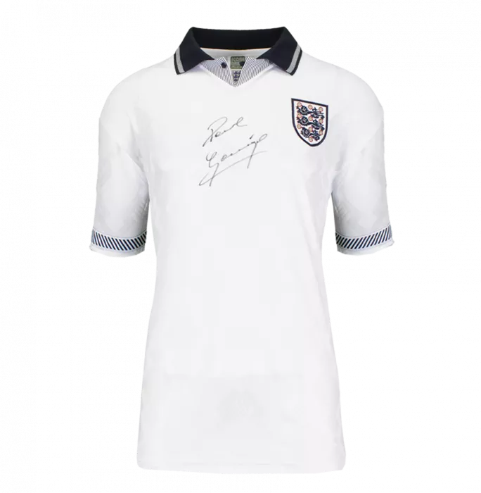 Icons Paul Gascoigne Front Signed England 1990 Home Shirt In Hero Frame: Option 1