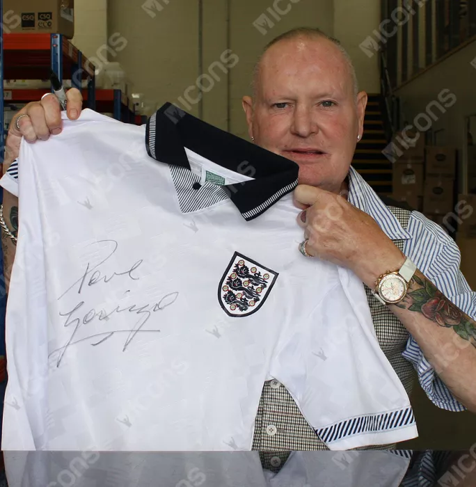 Icons Paul Gascoigne Front Signed England 1990 Home Shirt