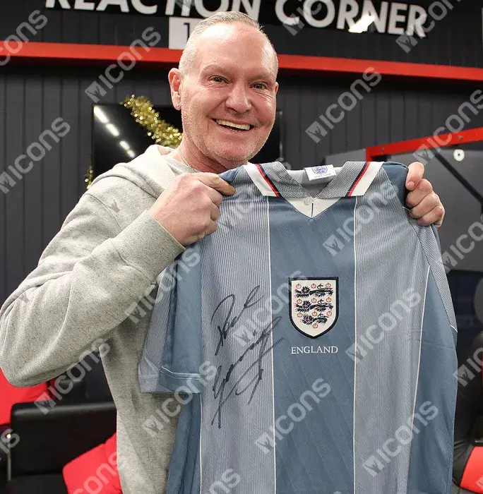 Icons Paul Gascoigne Front Signed England 1996 Away Shirt