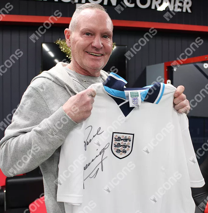 Icons Paul Gascoigne Front Signed England 1996 Home Shirt