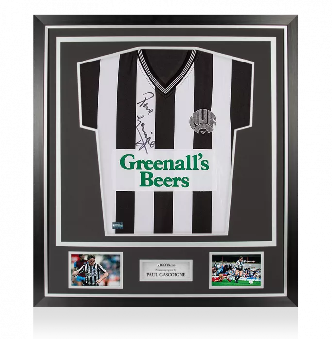 icons Paul Gascoigne Front Signed Newcastle United 1988-89 Home Shirt In Classic Frame