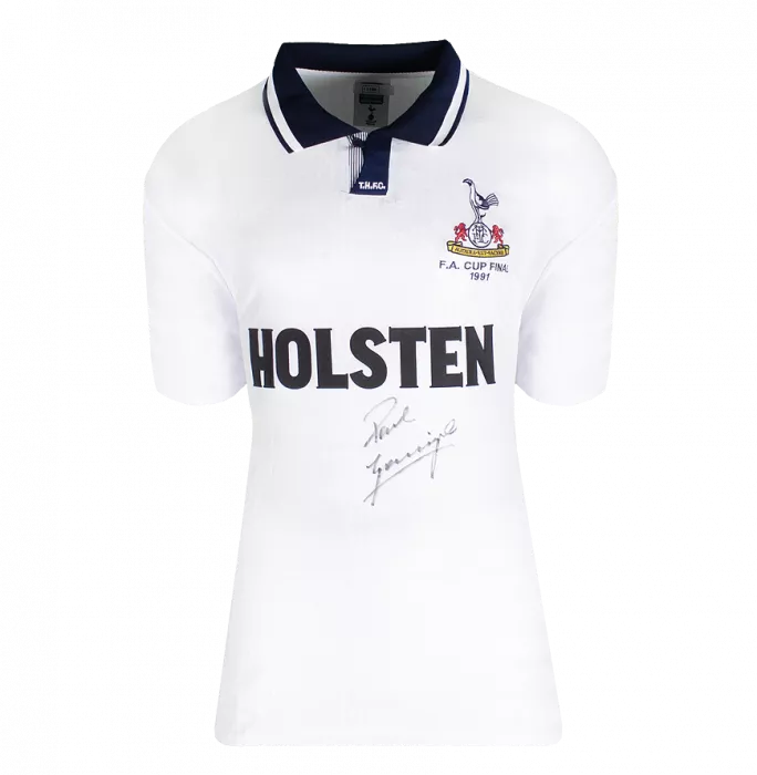 Icons Paul Gascoigne Front Signed Tottenham Hotspur 1991 FA Cup Final Shirt In Classic Frame