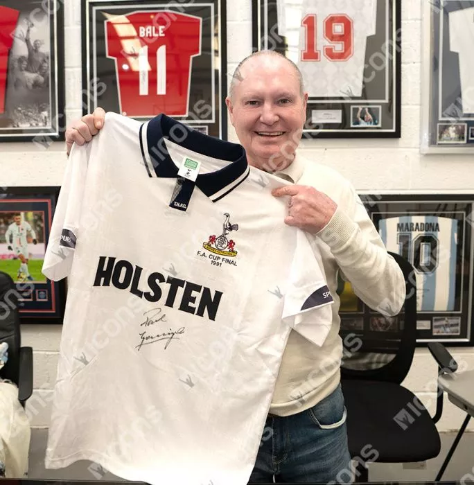 Icons Paul Gascoigne Front Signed Tottenham Hotspur 1991 FA Cup Final Shirt In Classic Frame