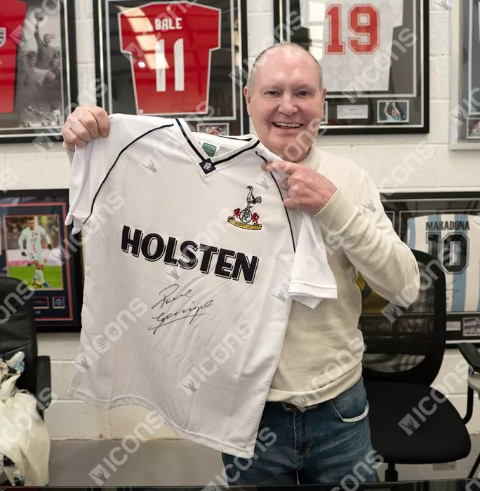 Icons Paul Gascoigne Front Signed Tottenham Hotspur 1991 Home Shirt In Hero Frame: Option 1