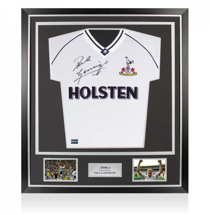 icons Paul Gascoigne Front Signed Tottenham Hotspur 1991 Home Shirt In Classic Frame